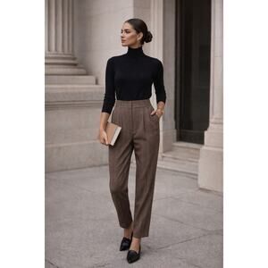 Zara High Waisted Plaid Pants Brown Size S NWT Workwear Old Money Academia